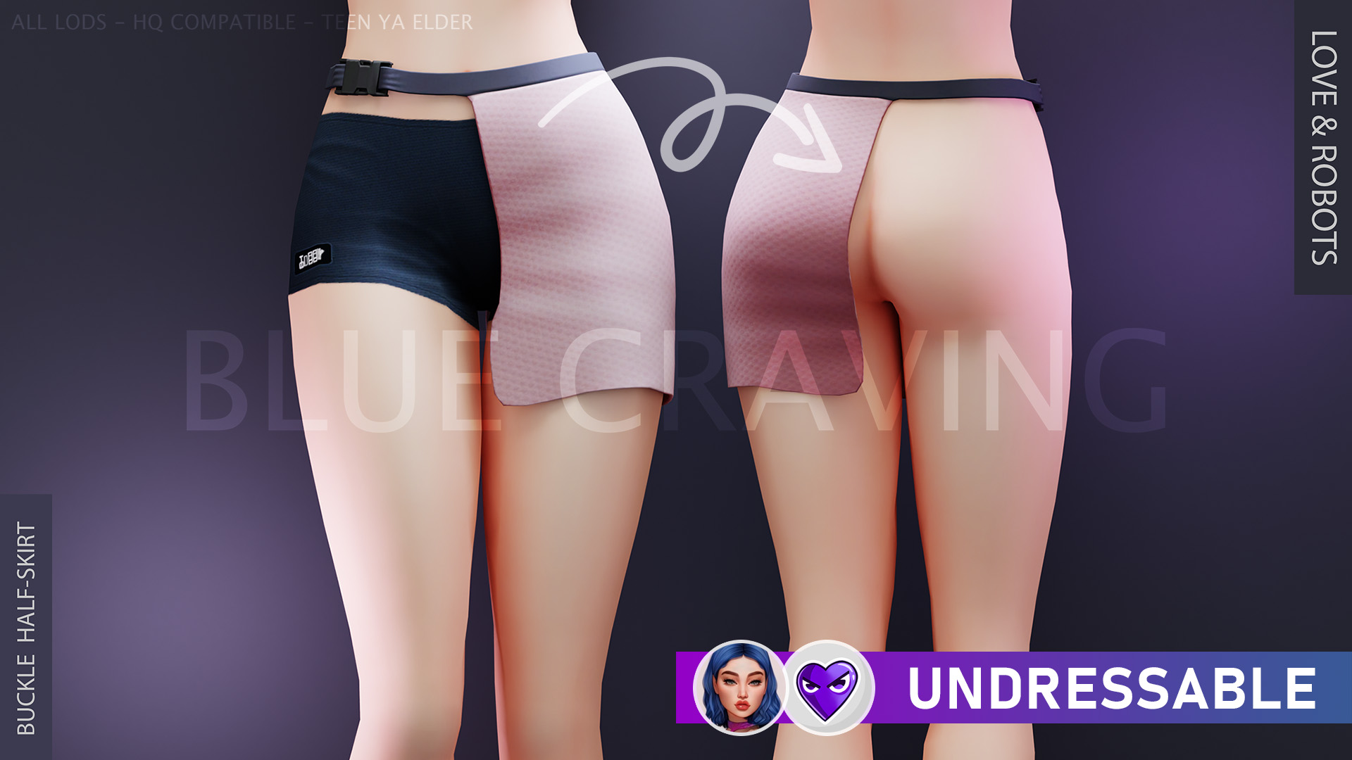 [Blue Craving] Love & Robots - Buckle Half Skirt_UNDRESSABLE